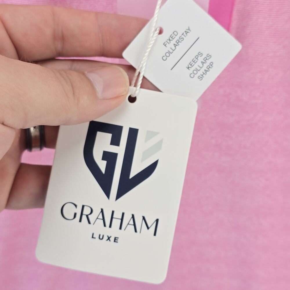 NWT Graham Luxe Polo Shirt Mens Large Pink Berry Therry GL 13525 Polyester Golf - Picture 3 of 11